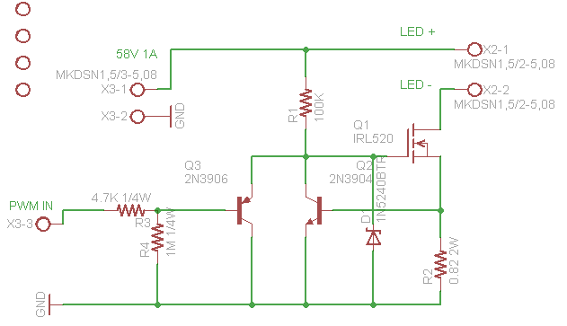 I finished my LED driver. Here is a pic of the circuit: