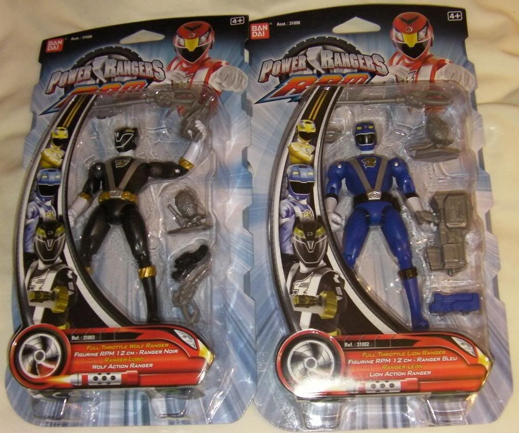 Power Rangers RPM Full Throttle Black Wolf Ranger & Blue Lion Ranger (boxed)