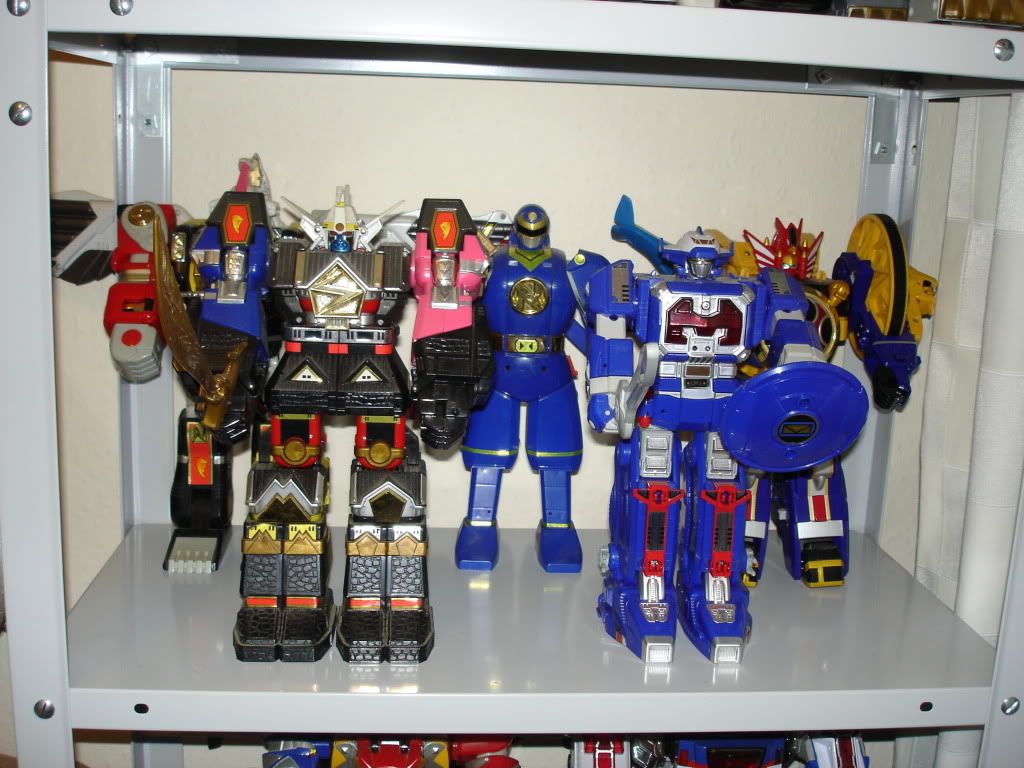 DX Ninja Mega Falconzord, DX Shogun Megazord, DX Ninjor, DX Galaxy Mega (Japanese Astro Megazord) and DX Ninja Storm Megazord