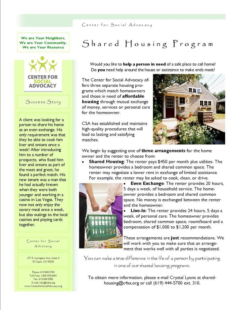Shared Housing Program
