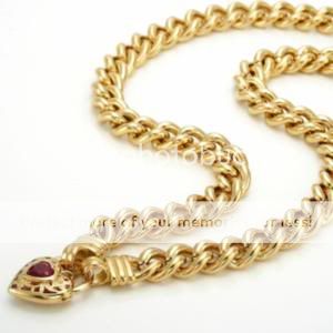 18Kt Yellow Gold Layered Euro Necklace Ruby Lock 18in N224FRY  