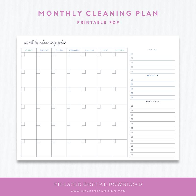 IHeart Organizing Monthly Cleaning Plan PDF Download