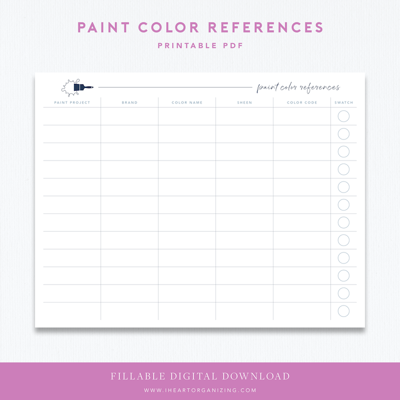IHeart Organizing Paint Color References PDF Download